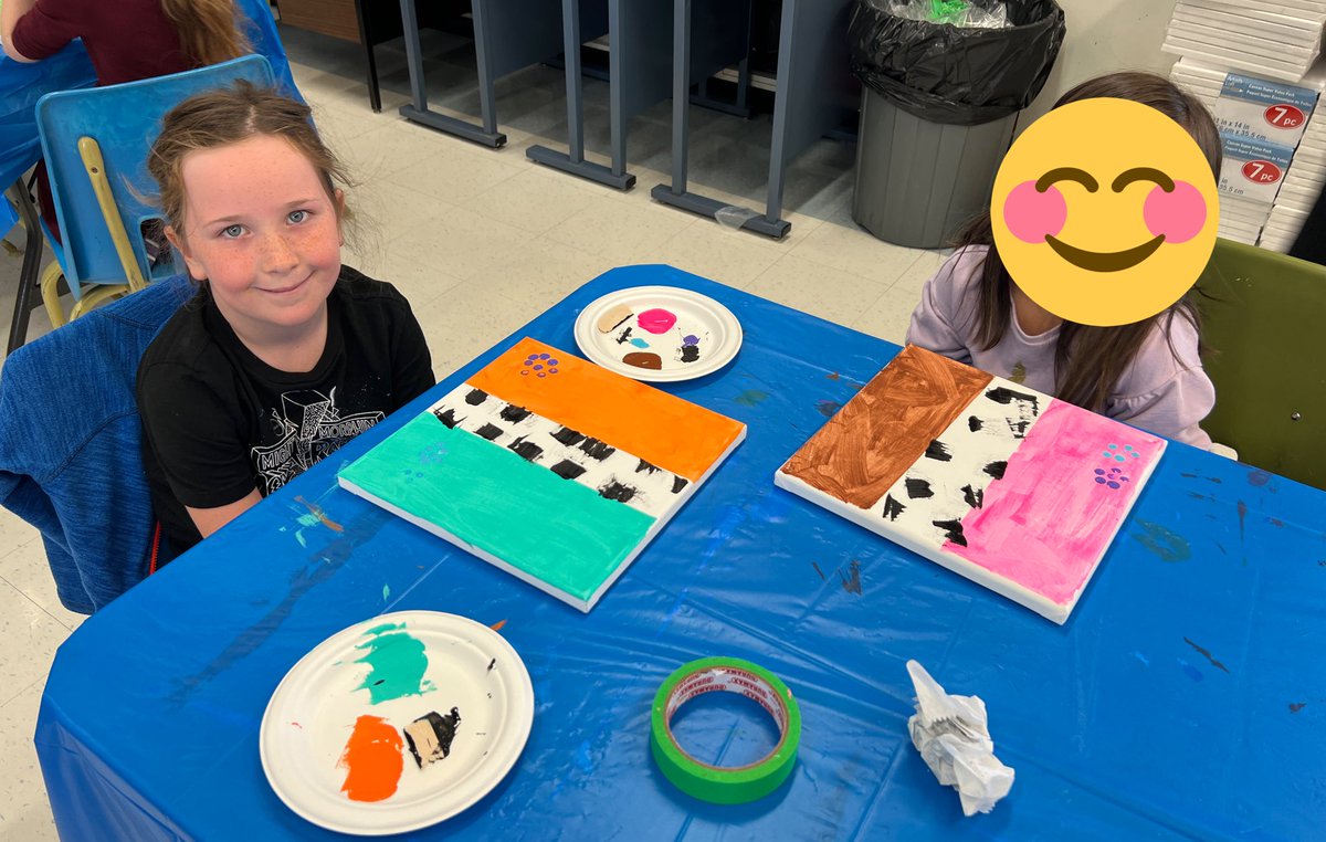 MissBotterill's tweet photo. Thank you @metis_connie for sharing Métis culture with our students. We loved painting birch trees with you!🧡 https://t.co/9mJYa7zVQI