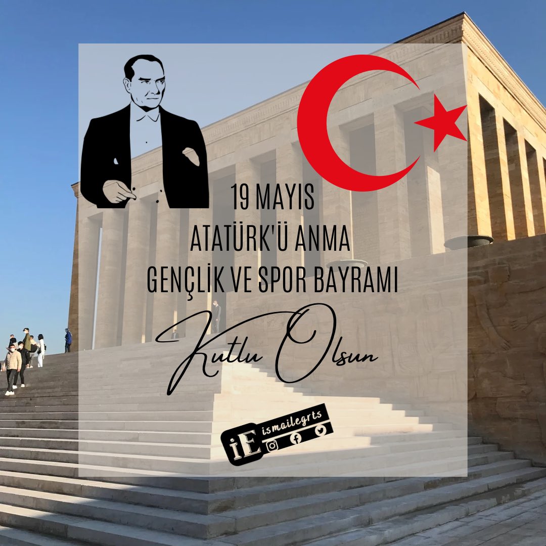 19 Mayıs Atatürk’ü Anma Gençlik ve Spor Bayramı Kutlu Olsun.
#19Mayıs 
#19MayısAtatürküAnmaGençlikveSporBayramı