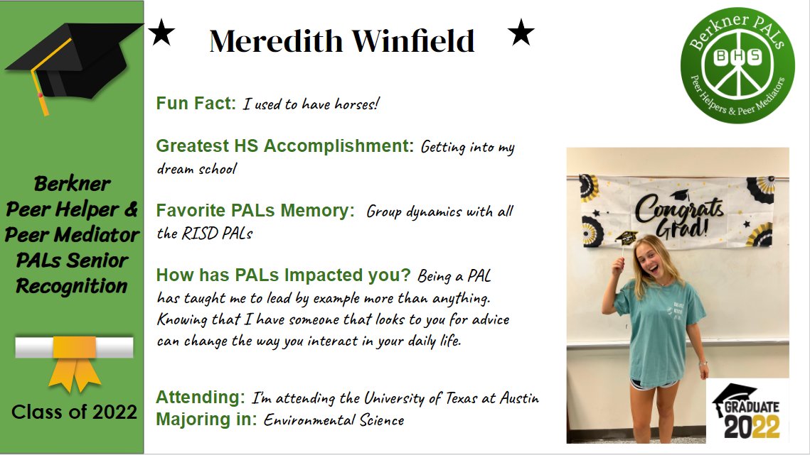 BerknerHelpers's tweet photo. 🎓🐏💚Senior PALs Spotlight: Meredith Winfield #Classof2022 #alwaysaRAM #RamPride #Ramily 💚🐏🎓@RISDPALs @bhsmediators @bhsstem @RISDPreventProg https://t.co/fkwh97xPwR