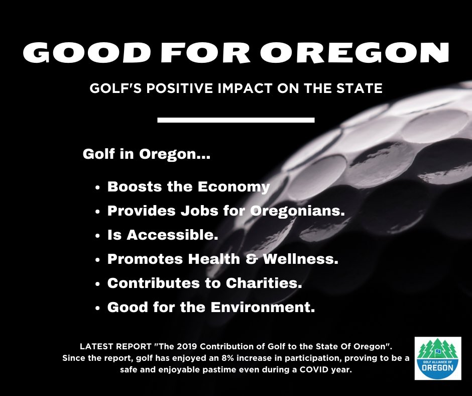 OregonPGA's tweet photo. Golf is good for Oregon.
"There's been a lot said about the 8% increase in golf's total participation during a COVID year in 2020, which is great news.
#GolfGoodForOregon https://t.co/duXjyEYNY6