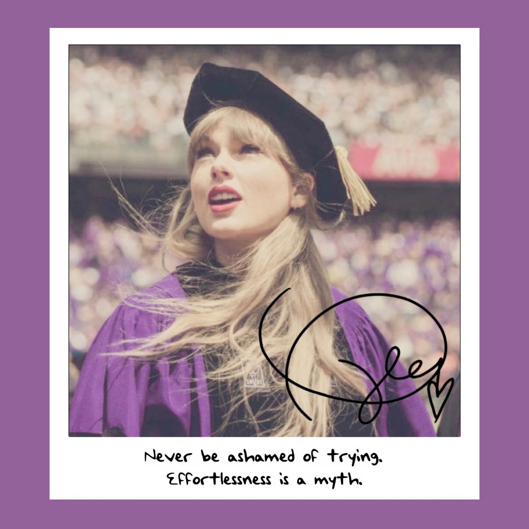timelessglitch's tweet photo. .@taylorswift13: “Listen to me when I say this: never be ashamed of trying. Effortlessness is a myth.” #NYU2022 #22graduatesversion  @taylornation13 https://t.co/qUdg10SqHT