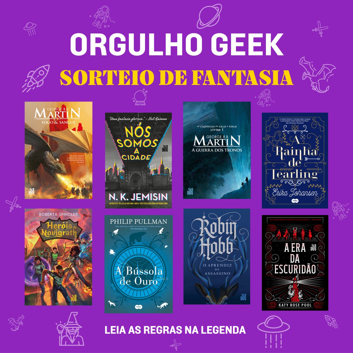 EditoraSuma's tweet photo. E veio aí o segundo MEGA sorteio do dia, com livros de fantasia em homenagem ao #DiaDoOrgulhoNerd! 🤓

Regras:
- Seguir @EditoraSuma;
- Curtir e dar RT neste post;
- Ter endereço de entrega no Brasil.

Resultado em 25/05 ✨
BOA SORTE! ⚔️ https://t.co/zSmZARfTYn