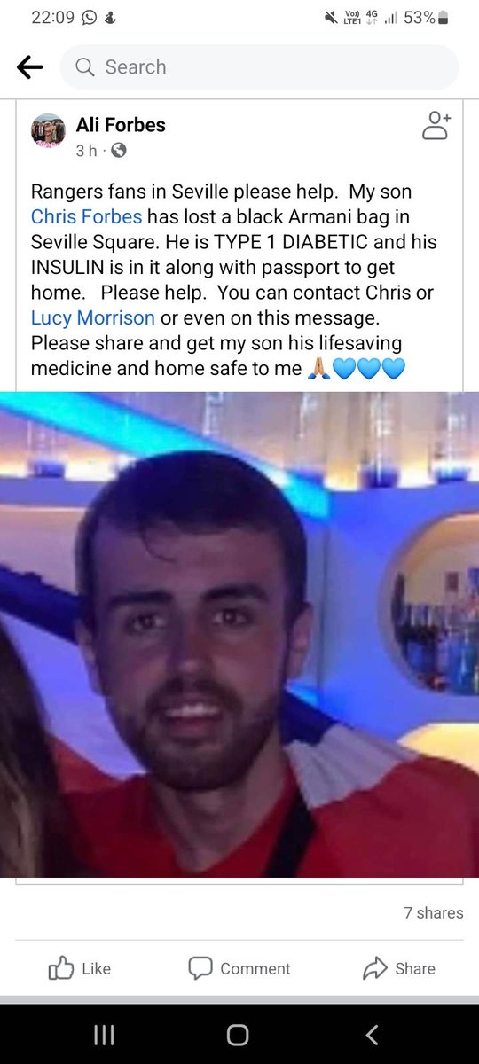 RossFrench6's tweet photo. @ibroxrocks @4ladshadadream @tagsbo @SeafarerMichael @Ranger55pares @RangersClips @KerryFail @CliffMc84 @SevillaENL 
Can you all help me out and share this please and help this guy find his diabetes equipment please https://t.co/hYrYV5VihO