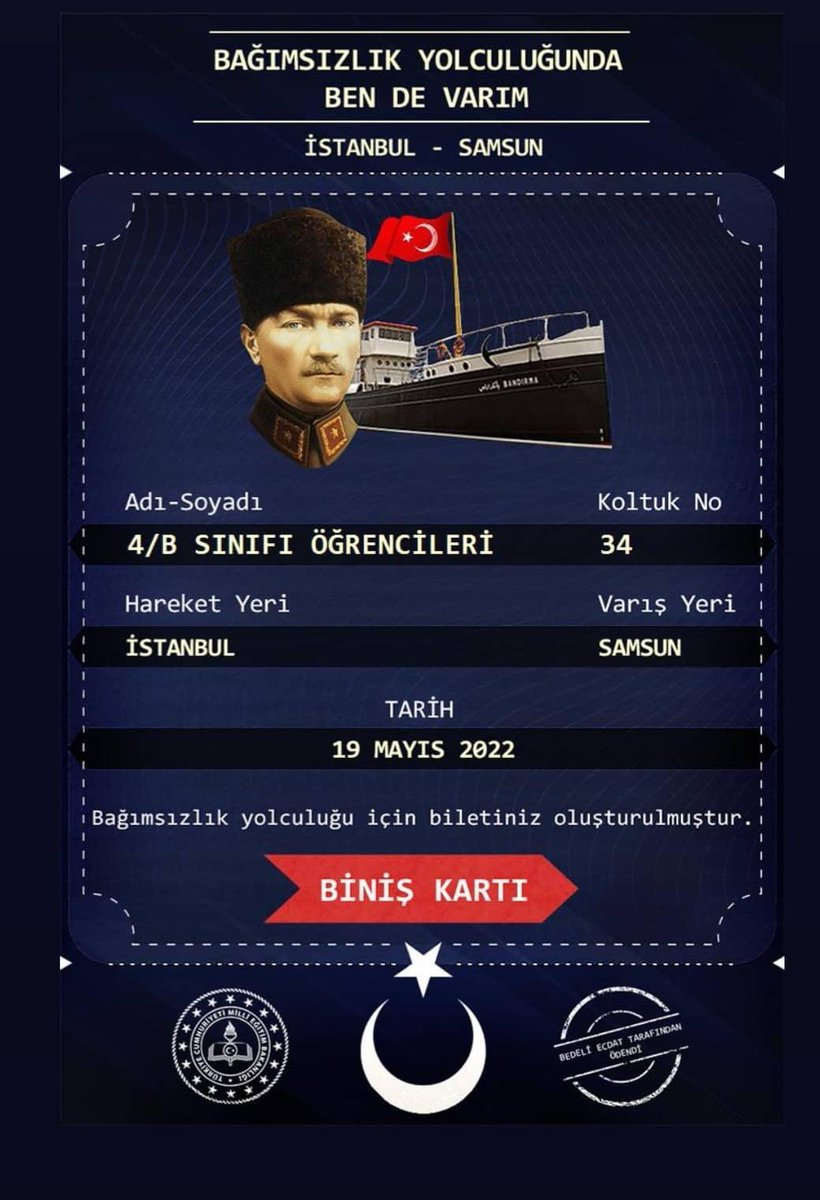 Bağımsızlık yolculuğunda biz de varız🇹🇷🇹🇷 Mustafa Kemal Atatürk ve Azîz Şehitlerimizi rahmet, minnet ve saygıyla anıyoruz.. 19 Mayıs Atatürk'ü Anma Gençlik ve Spor Bayramımız Kutlu Olsun🇹🇷🇹🇷 #19mayıs #MustafaKemalAtatürk #atatürküanmagençlikvesporbayramı #saygıyla