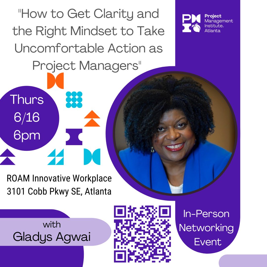 PMIAtlanta's tweet photo. Networking Event: How to Get Clarity and the Right Mindset to Take Uncomfortable Action as Project Managers
Thursday, June 16, 2022
6:00pm - 8:00pm
Where
ROAM Innovative Workplace
3101 Cobb Pkwy SE Suite 124, Atlanta, GA 30339
https://t.co/FxcF3N17VT
#PMIAtlanta #earnPDUs #p https://t.co/SNgywzRMUS