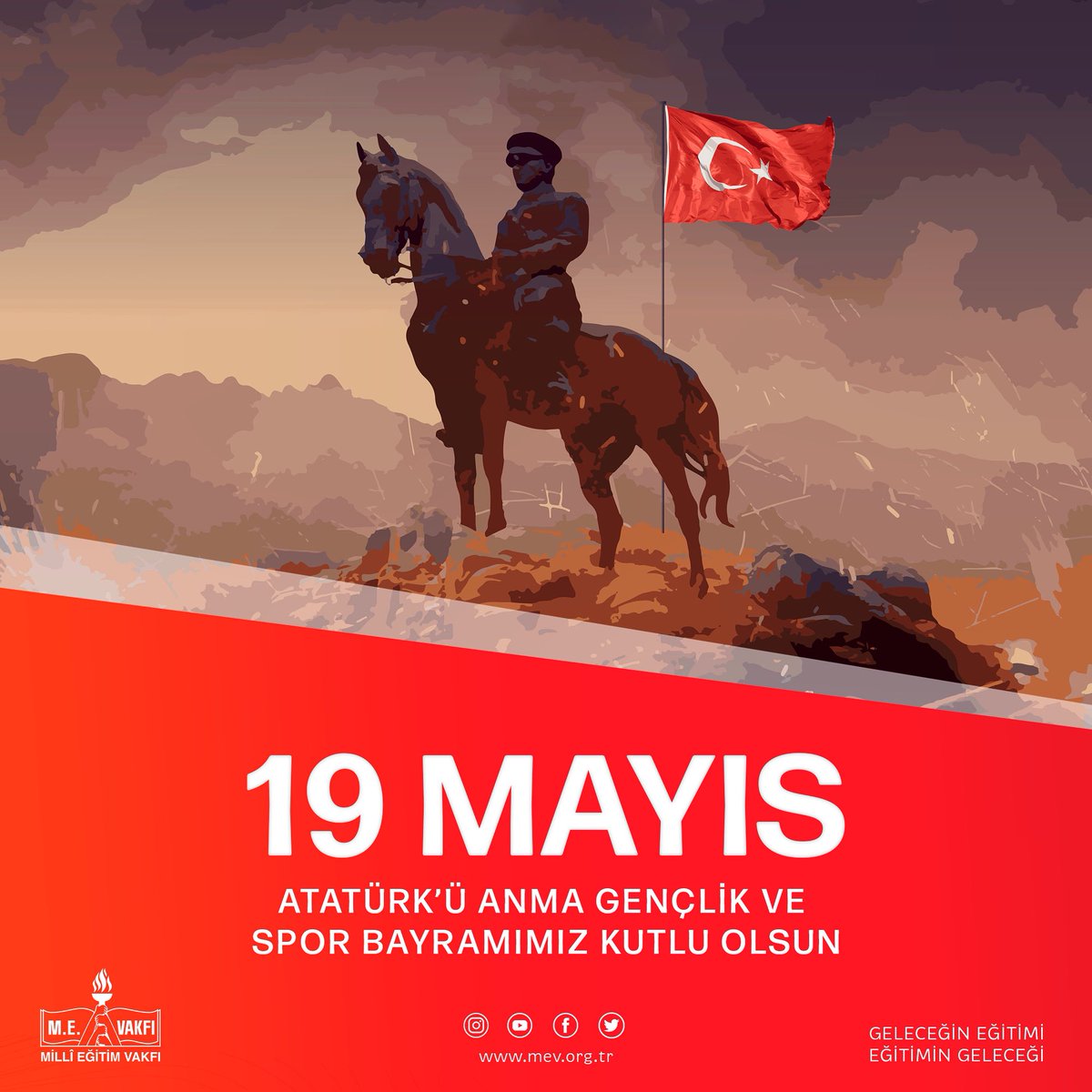 “Bağımsızlık benim karakterimdir” diyen ve doğumgününü 19 Mayıs kabul eden Ulu Önderimiz, Başkomutan Gazi Mustafa Kemal Atatürk başta olmak üzere, tüm şehit ve gazilerimizi rahmet, saygı ve şükranla anıyor, #19Mayıs Atatürk’ü Anma, Gençlik ve Spor Bayramımızı kutluyoruz. 🇹🇷