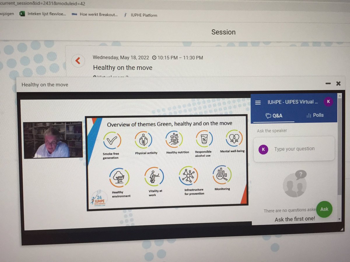 Net samen met @GerardMolleman, @K_Bevelander @gerdinefransen Groen, gezond en in beweging @stadinbeweging gepresenteerd op online international health Promotion congres #IUPHE2022