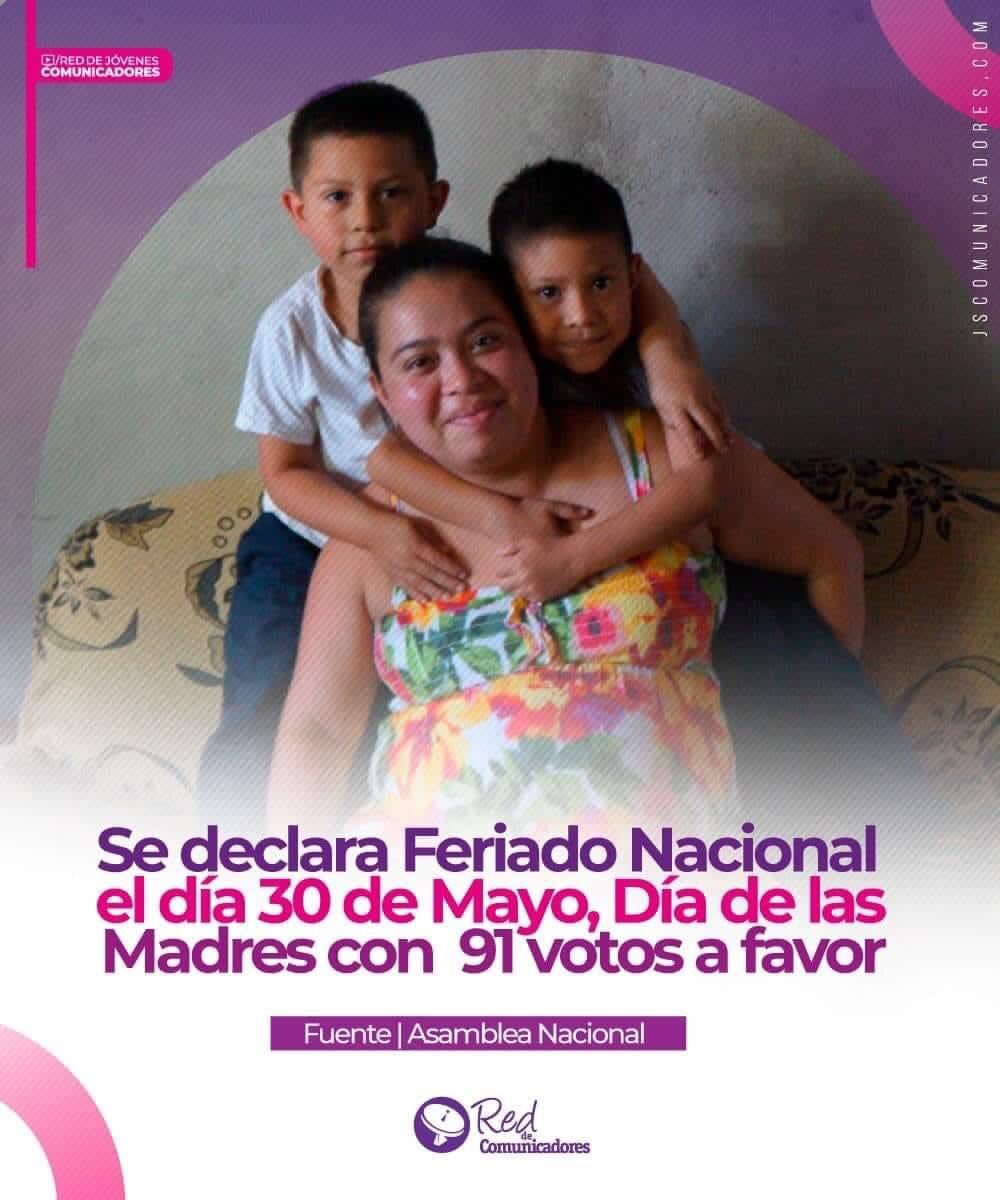 humbertoberrios's tweet photo. #Nicaragua 🇳🇮 || #18Mayo 

✔️Aprobado, todos los 30 de Mayo feriado nacional:
‼️Día de la madre nicaragüense‼️

#SandinoSiempre https://t.co/wsWdo6Ub7D