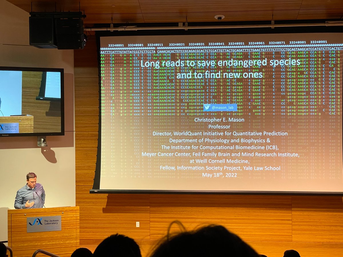 SeSimmonds's tweet photo. Spatial genomics is out. Space genomics is in. What an inspiring and captivating talk by Dr. Chris Mason! @mason_lab  #JAXLongReads @JAX_Education @jacksonlab #Genomics #EndangeredSpecies #Astrobiology https://t.co/rdBbWvExCY