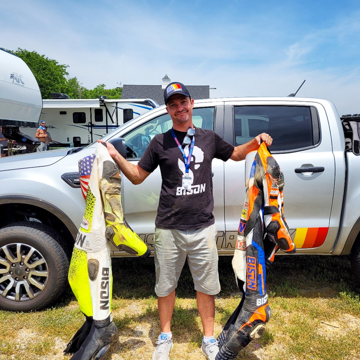 BisonTrack's tweet photo. One year ago: same place, same trackside support, hopefully less drama! Watch as Rob walks through how we handle trackside support at Bison. #motorcycleleathers #customleathers #jointheherd
https://t.co/ZQ98gO8OlW https://t.co/YnUng9WCxj
