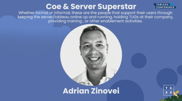 fredffery's tweet photo. super stoked and not surprised to see 3 of our most active @VizFSG volunteers picking an award at the #vizzies - @tableau #data22 conference

Nice to see Adrian from our committee awarded Coe &amp; server superstar https://t.co/YJTKEnh7i8