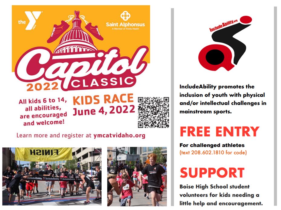 Coledo's tweet photo. @TVFamilyYMCA The non-profit IncludeAbility will provide free entries for all kids with disabilities to the Capitol Classic. #includeability #stalphonsus https://t.co/cAR6FUrc28