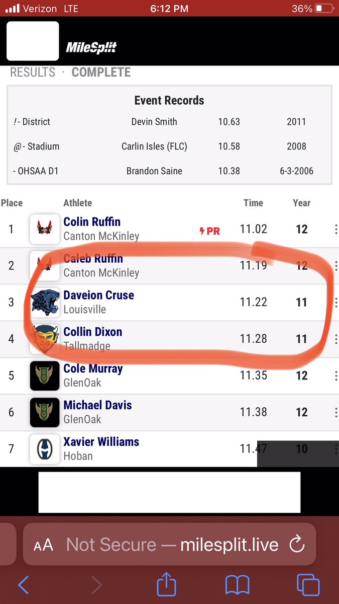 Daveion qualifies for the 100 finals with the third fastest time.