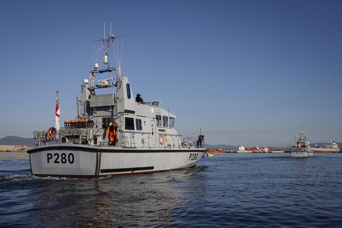 HMS Dasher follows HMS Pursuer out of Gib.