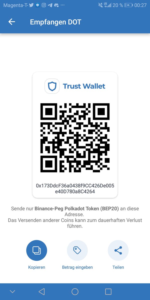 marcelhamperl71's tweet photo. @Polkadot_Chain @TWTCommuniity Here my #DOT Wallet Adress 0x173DdcF36a0438f9CC426De005e40D780a8C4264 I hope I have one Time #Happiness https://t.co/0k4qW6yBUg