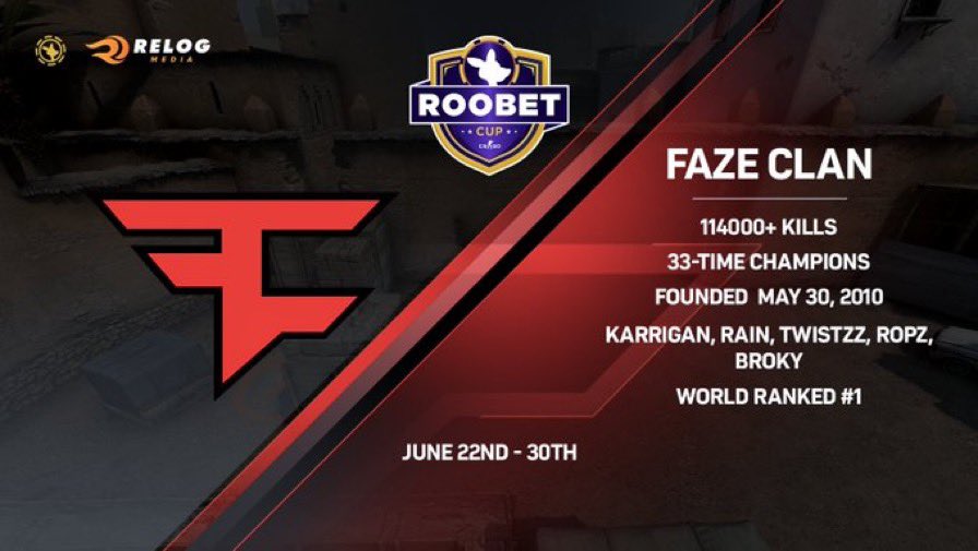 RoobetES's tweet photo. En junio, ¡mira a FaZe Clan en la Roo's $250,000 Roobet Cup!🦘
¿Quién es seguiror de #TeamFaZe ?👇
¡Guarda la fecha! https://t.co/NSDK8V7Awl https://t.co/sxBcJ629ry