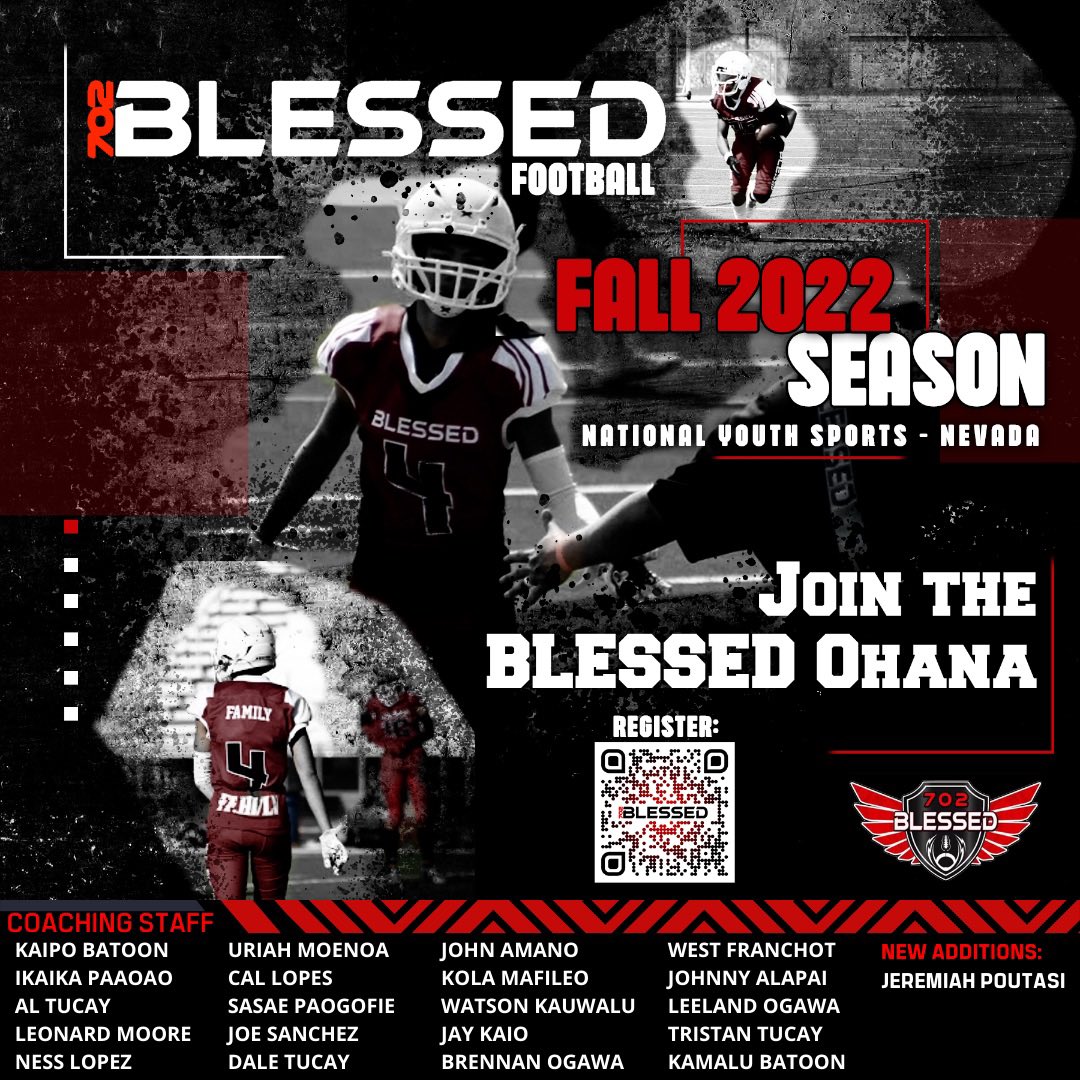 CoachKaipo's tweet photo. Join this BLESSED Movement. Our camp is here to develop and serve our community. Come and be a part of the BLESSED Ohana. #BLESSEDMovement
Click the link or scan the QR code for more info. https://t.co/avxkUndM9T
FAITH ~ FAMILY ~ FOOTBALL https://t.co/V7Q19neraq