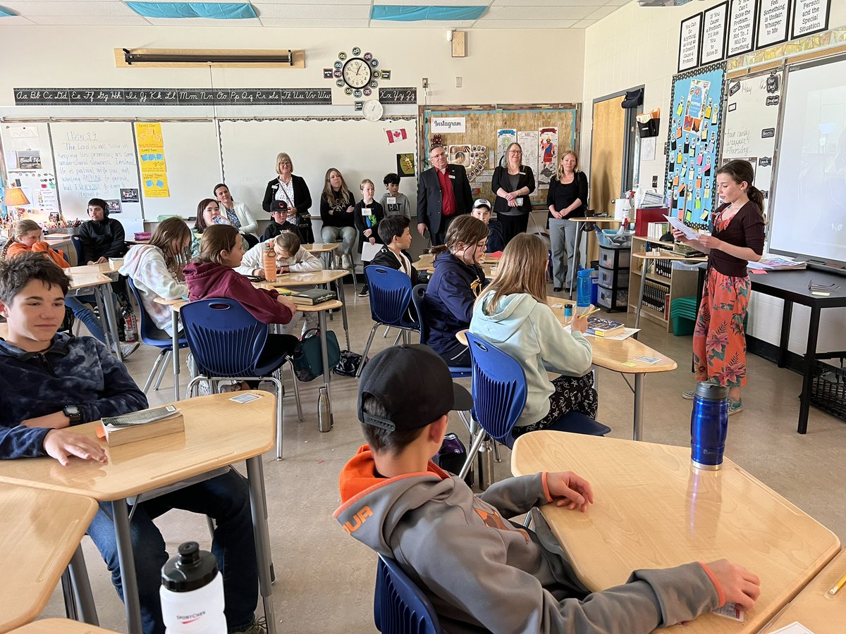 CCAgrade5's tweet photo. Celebrating our first PAT with a visit from the RVS Board of Trustees where my kids talked about the year of writing. Then ended with Slurpees! “Such a great day, Mrs. Coverdale!” 🤣🥰 @CochraneAcademy #rvsed https://t.co/J0JINoYr1L