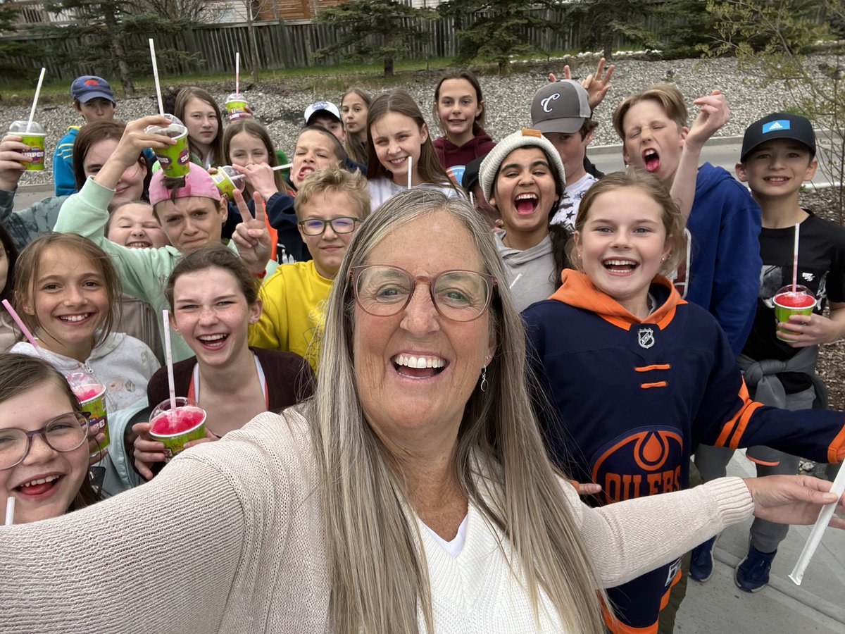 CCAgrade5's tweet photo. Celebrating our first PAT with a visit from the RVS Board of Trustees where my kids talked about the year of writing. Then ended with Slurpees! “Such a great day, Mrs. Coverdale!” 🤣🥰 @CochraneAcademy #rvsed https://t.co/J0JINoYr1L