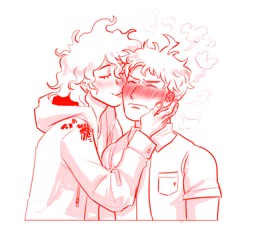 #komahina doodles from last year (with an extra helping of komaeda) #dr2 #danganronpa