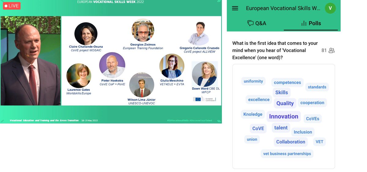 Ef_VET's tweet photo. #EVSW2022 Excellence in internationalisation of #VET. Panel discussion introduced CoVE projects #povewater #mosaic & moderated by @JoaoSantosEU.
#EUVocationalSkills @VET4EU2 #excellence #water https://t.co/49qHoVUJRp