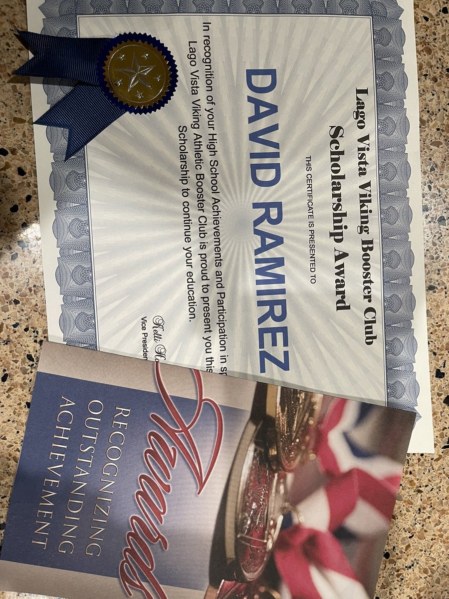 Proud of <a href="/DavidRamirez_60/">David Ramirez</a>  for his scholarship award tonight! Congratulations son! And thank you Lago Vista Booster Club for support our athletes! 💙💛💙