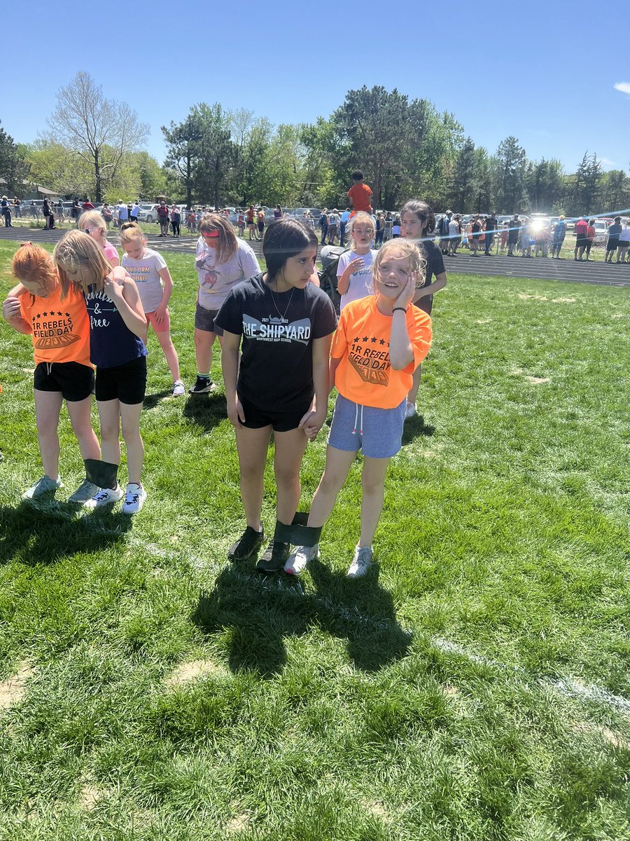 Some 1-R students getting ready for the three legged race to start. So much fun!