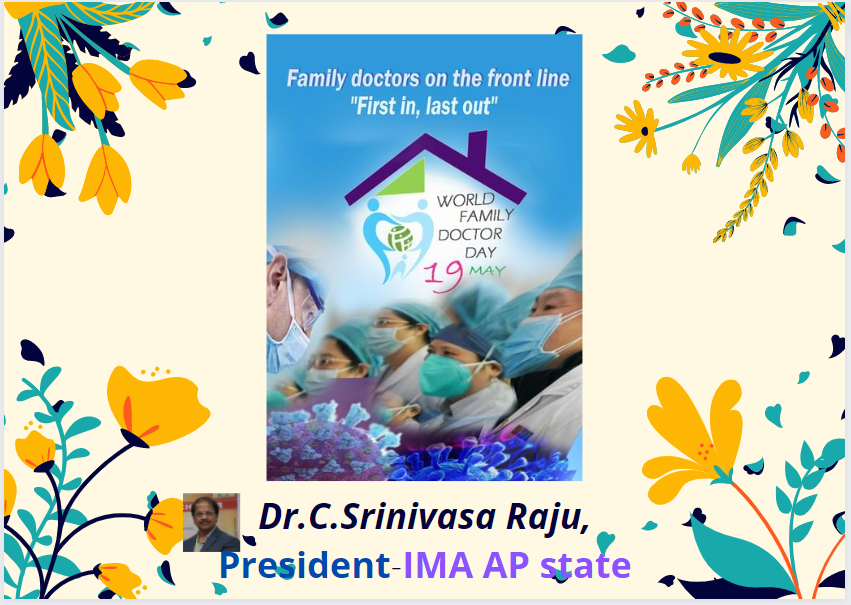 Dr CSRaju,state president,IMA AP extends warm greetings to all family doctors around the globe and urges <a href="/MoHFW_INDIA/">Ministry of Health</a> <a href="/PMOIndia/">PMO India</a> <a href="/NMC_IND/">National Medical Commission</a> <a href="/OfficeOf_MM/">Office of Dr Mansukh Mandaviya</a> <a href="/NbeIndia/">National Board of Examinations</a> to enhance PG FAMILY MEDICINE SEATS IN ALL COLLEGES. <a href="/imajdnnational/">IMA JDN National</a> <a href="/IMA_MSNIndia/">IMA MSN HQs</a> <a href="/FAIMA_INDIA_/">FAIMA Doctors Association</a> <a href="/official_aimsa/">ALL INDIA MEDICAL STUDENTS' ASSOCIATION</a>