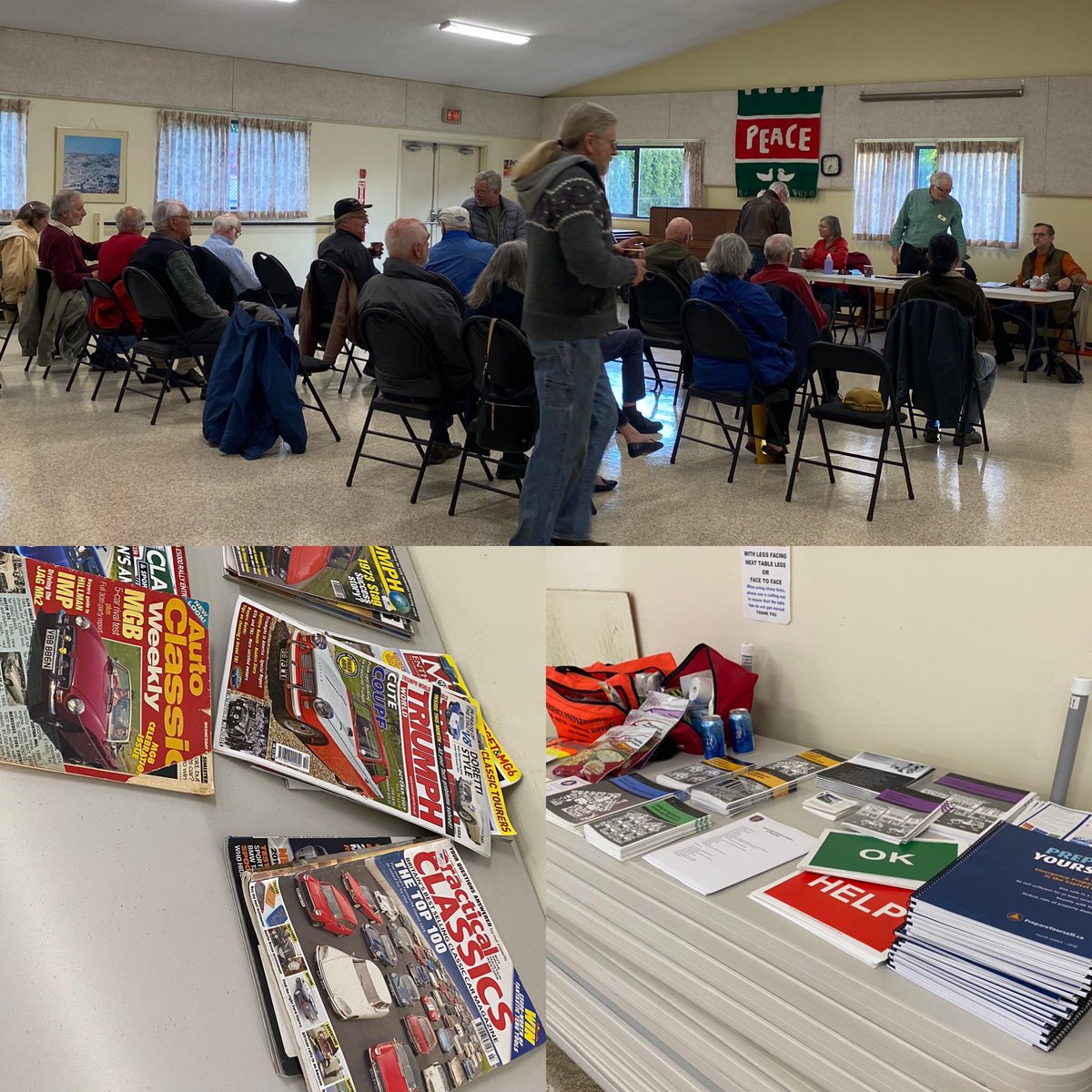 CSaanichFire's tweet photo. So great to be out talking about #emergencypreparedness. The District’s #emergencyprogram had a wonderful time talking with the Old English Car Club this evening. Fitting with the weather we are having today. #getprepared #CSaan https://t.co/XM8u3hayTY