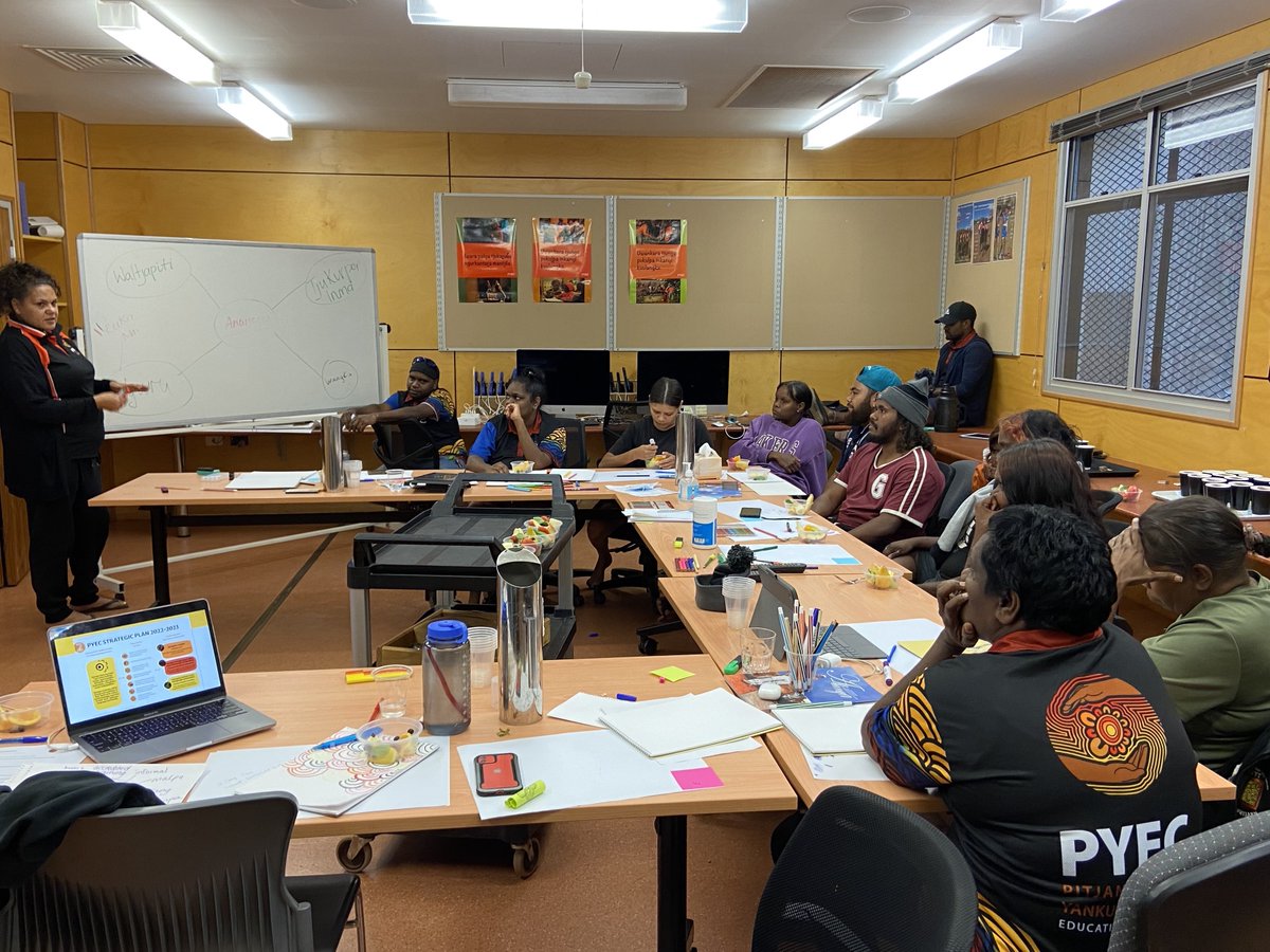 PYECAC's tweet image. Learning, practicing, teaching and documenting our culture is part of Anangu Ara - a project to keep our identity strong. 

Ina Scales facilitated a group discussion to introduce the Anangu Ara project to our team.