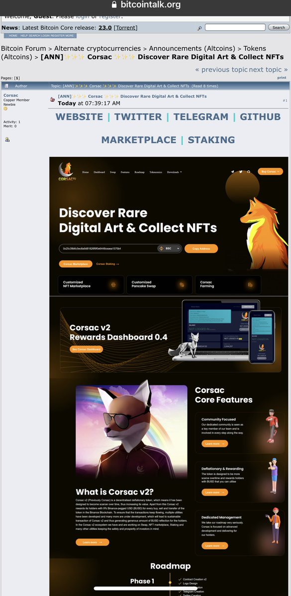 Our Bitcointalk thread is now active! New information regarding the updated NFT marketplace for the costs of minting items, creating collections, and  payment options will be shared here.