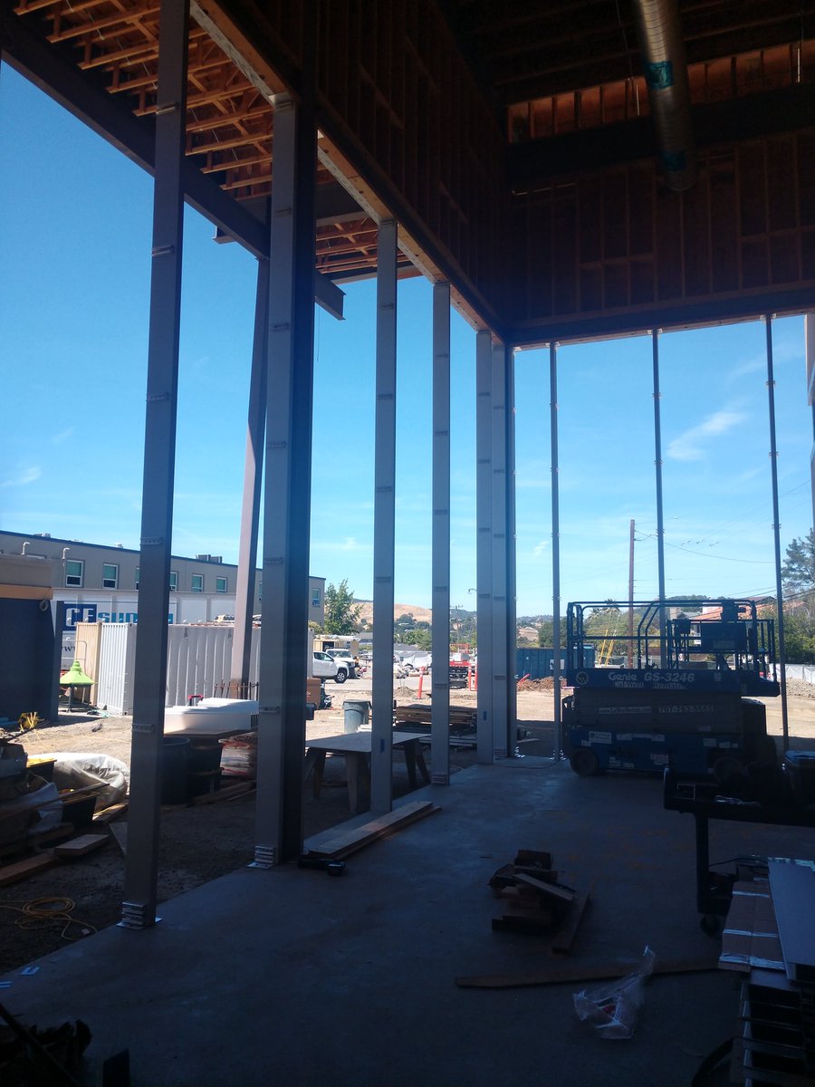 The view out the front doors of Terra Linda High School's new competition gymnasium.