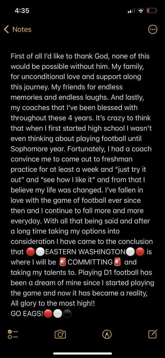 JordanSands14's tweet photo. It’s written…#Committed 🔴⚫️⚪️@CoachBestEWU @CoachGHardin @CoachBiggsMSHS @TerryCloer @Gards22 @APGOPOFigueira @coachluisb @Thebigirish73 @CoachWhite49 @timtrout16 @GregPeach90 @MtSpokaneFB @INW_FOOTBALL @GSL_Scores https://t.co/0Nz2RrEIzx