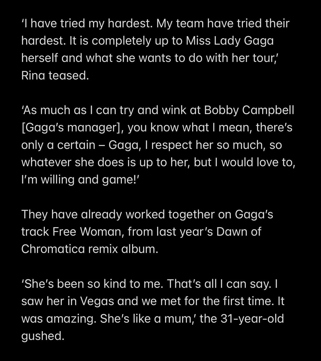 ladygaganownet's tweet photo. .@rinasawayama wants to open for Lady Gaga at The Chromatica Ball Tour. https://t.co/1Ln0E2twMR