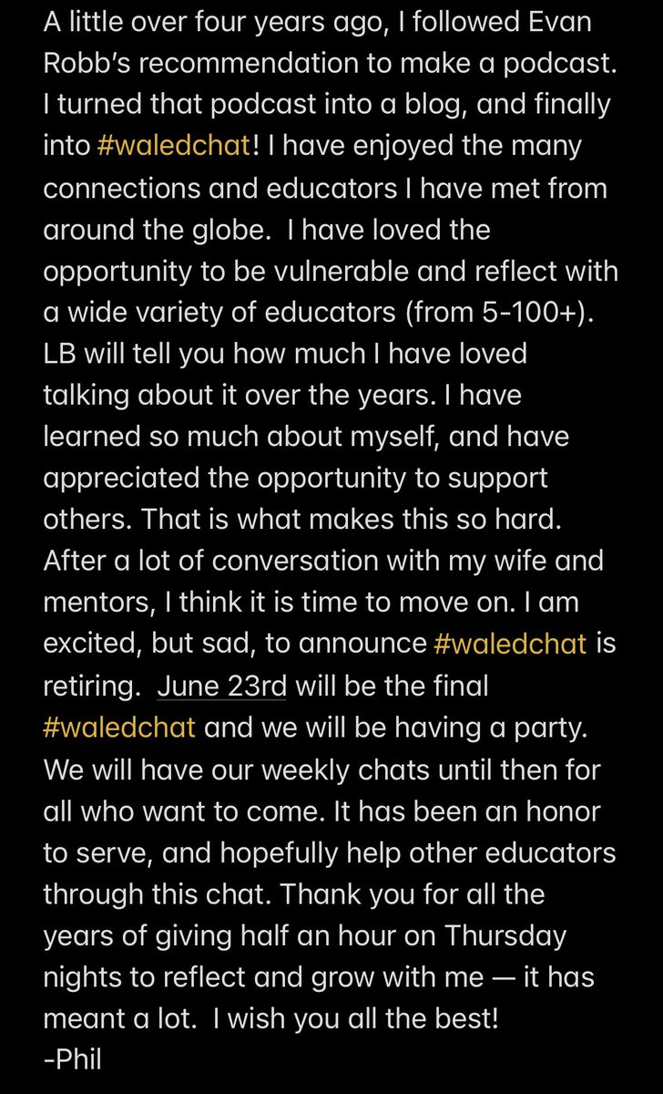 Be sure to check out this message before #waledchat tomorrow at 9pm ET! @gdorn1 @angelic_staci @LindaEdwardsi @moler3031 @Shapiro_WTHS @awfrench1 @VictoriaTheTech @_on11 @megan_hacholski @n8than_thomas @UnisonEDU @HistoryislifeDC @KTuttleEDU