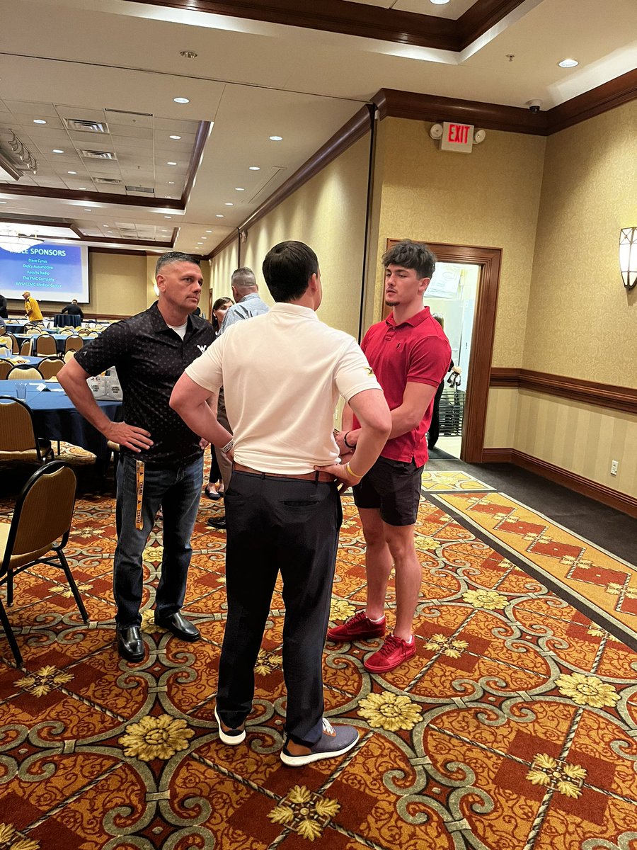 Coach Brown chatting it up with WVU football commit <a href="/BrysonSinger/">bryson singer</a>