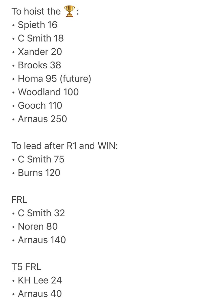 OutrightsClub's tweet photo. Our slate for the @PGAChampionship at Southern Hills CC. Mostly favoring the Thurs AM/Fri PM draw for TOC membership. 

#OutrightsClub #GolfPicks #GolfBets #PGAChampionship https://t.co/cvtEuvuHmV