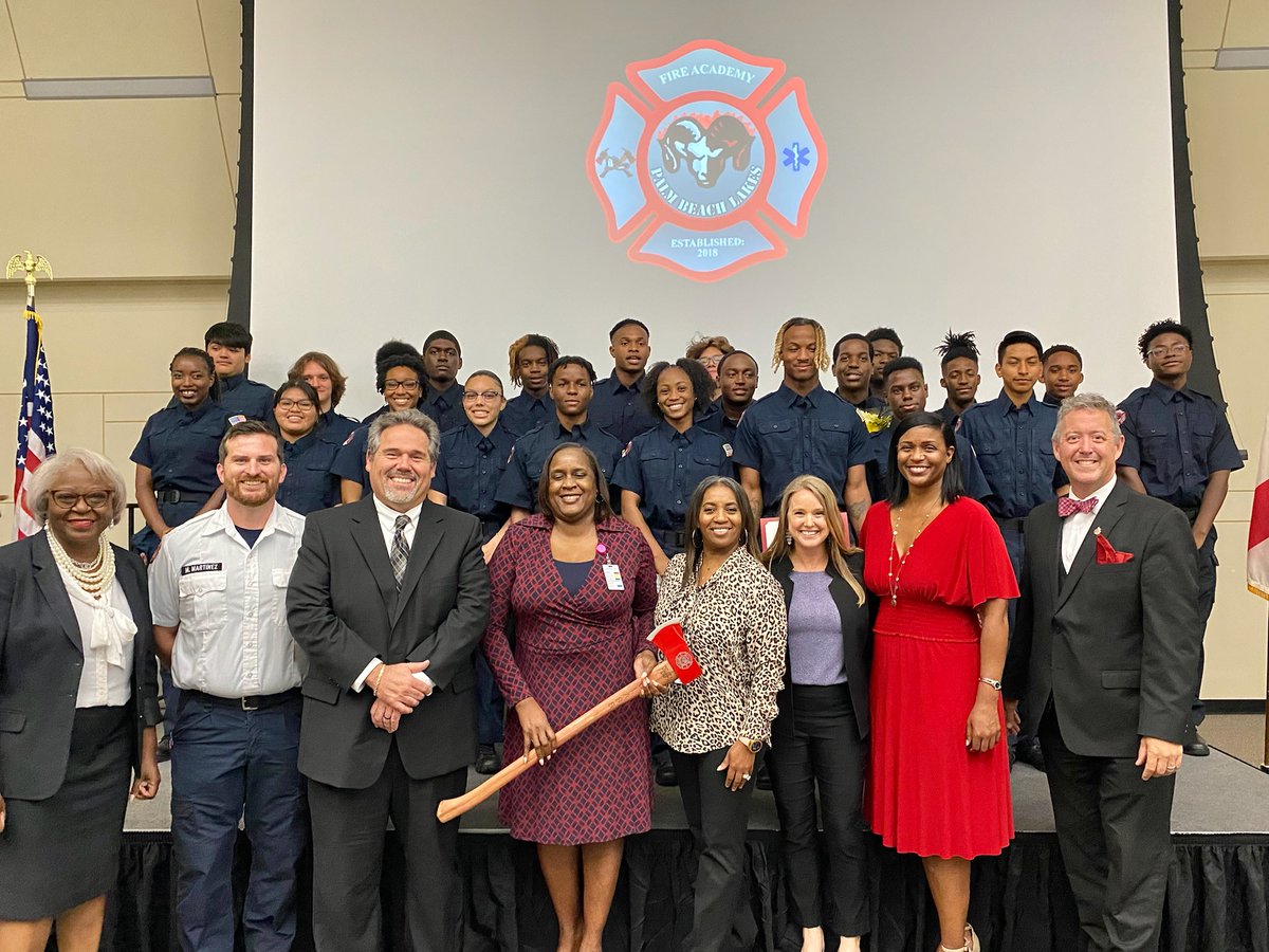 JeralineJohnson's tweet photo. Celebrating the graduates of Palm Beach Lakes HS - Fire Academy Class #1.  A vision became reality from a community of partners investing into the futures of these young students. @HandsTera @SDPBCChoiceCTE @HenmackIII @EducationFdnPBC @PBSCpresident @AndrewRuiz__ https://t.co/oBFTAayY3u