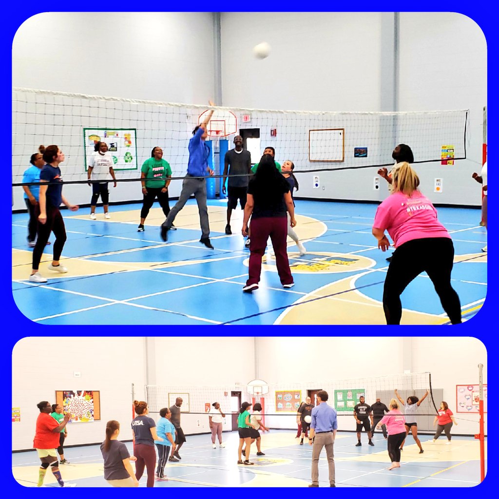 vsspille2's tweet photo. We enjoyed another amazing game of staff Volleyball.  We left a lot of stress on that court! Always a great time with these folks. @HicksTigers
@Tamekaperry85 @GREATboysclub @jzyaka_jodi @FMSciTech 
#AliefWellnessWednesday https://t.co/6qLMl666pq