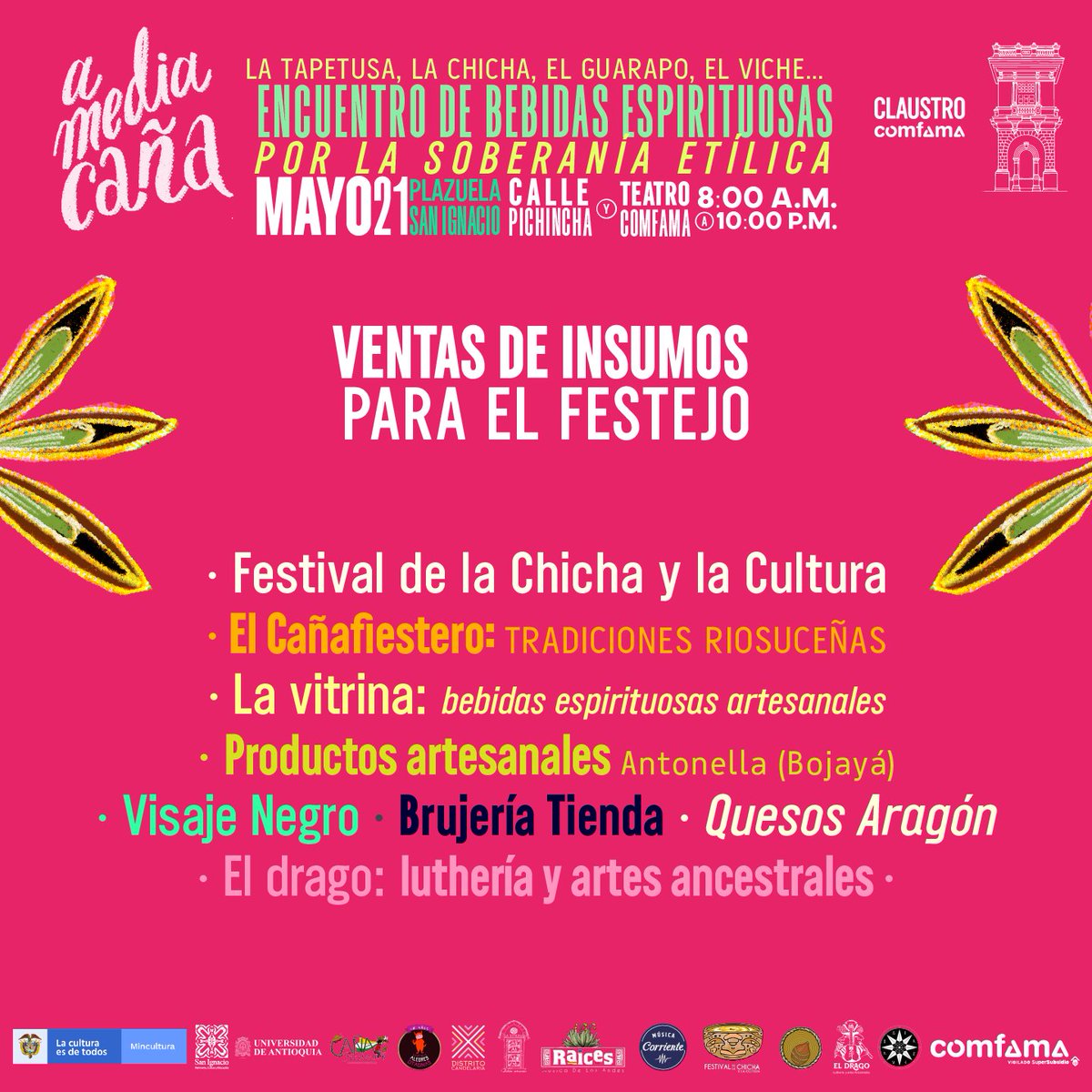 DSanIgnacio's tweet photo. 💫 El Claustro Comfama nos invita a participar de ésta mágica jornada, donde entre conversaciones, talleres, conciertos, pruebitas, recorridos y ventas, celebraremos la juntanza y la conmemoración del Día de la Afrocolombianidad.
#DistritoSanIgnacio #AMediaCaña
#ClaustroComfama https://t.co/1FfNeX0Lt0
