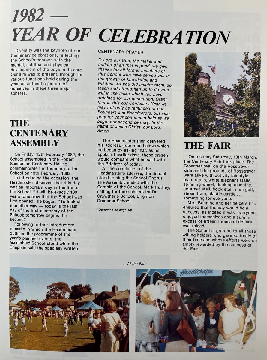 OBGS1908's tweet photo. We are looking forward to the Class of 1982 40 Year Reunion tomorrow night! It was the School's centenary year with celebrations a plenty! #tonners #obgs https://t.co/ObqRg2ZbOW