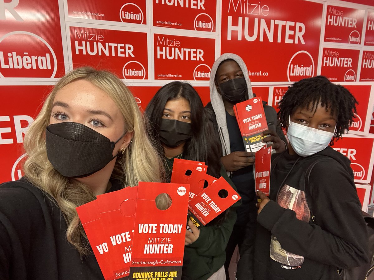 MitzieHunter's tweet photo. #TeamMitzie is ready to get out the vote for tomorrow’s advance polls! Join us at https://t.co/wLb6Qileu5 #OLPAction #Onpoli #ontariovotes #scarbTo https://t.co/N77bTPyzlm