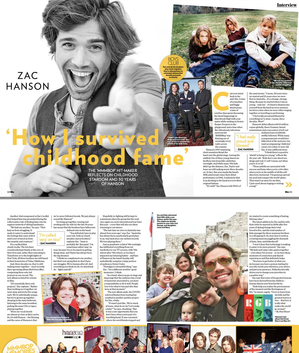 _paulewart's tweet photo. From #MmmBop to 30 years of char stardom, in this week's @WHOmagazine I chat to @zachanson of @hansonmusic He talks milestone anniversaries, fatherhood, new music &amp; surviving childhood fame  #hanson #zachanson @AreMedia3 https://t.co/dGMrL5DgGD