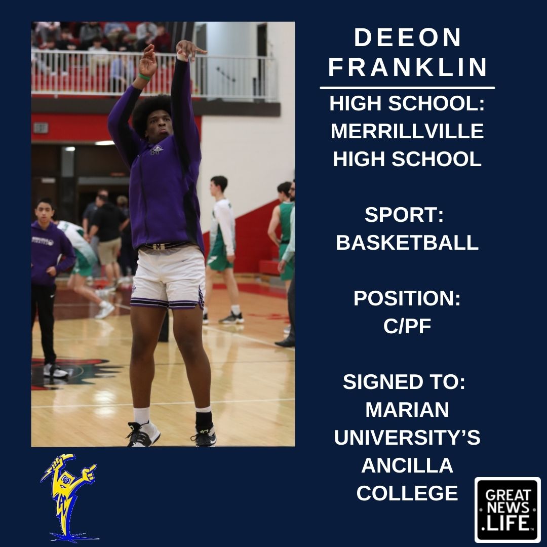 NWI.Life (@nwindianalife) on Twitter photo Congratulations Deeon Franklin! Deeon will be taking his basketball talents to Marian University’s Ancilla College. Congrats and good luck, we know you'll do great! 🏀
<a href="/DeeonFranklin/">Deeon Franklin</a> <a href="/MVillePirates/">Pirate Athletics</a> <a href="/MerrillvilleMHS/">Merrillville High School</a> <a href="/ancillachargers/">MUAC Athletics</a> <a href="/AncillaMens/">Ancilla College Mens Basketball</a> Congratulations Deeon Franklin! Deeon will be taking his basketball talents to Marian University’s Ancilla College. Congrats and good luck, we know you'll do great! 🏀
<a href="/DeeonFranklin/">Deeon Franklin</a> <a href="/MVillePirates/">Pirate Athletics</a> <a href="/MerrillvilleMHS/">Merrillville High School</a> <a href="/ancillachargers/">MUAC Athletics</a> <a href="/AncillaMens/">Ancilla College Mens Basketball</a>