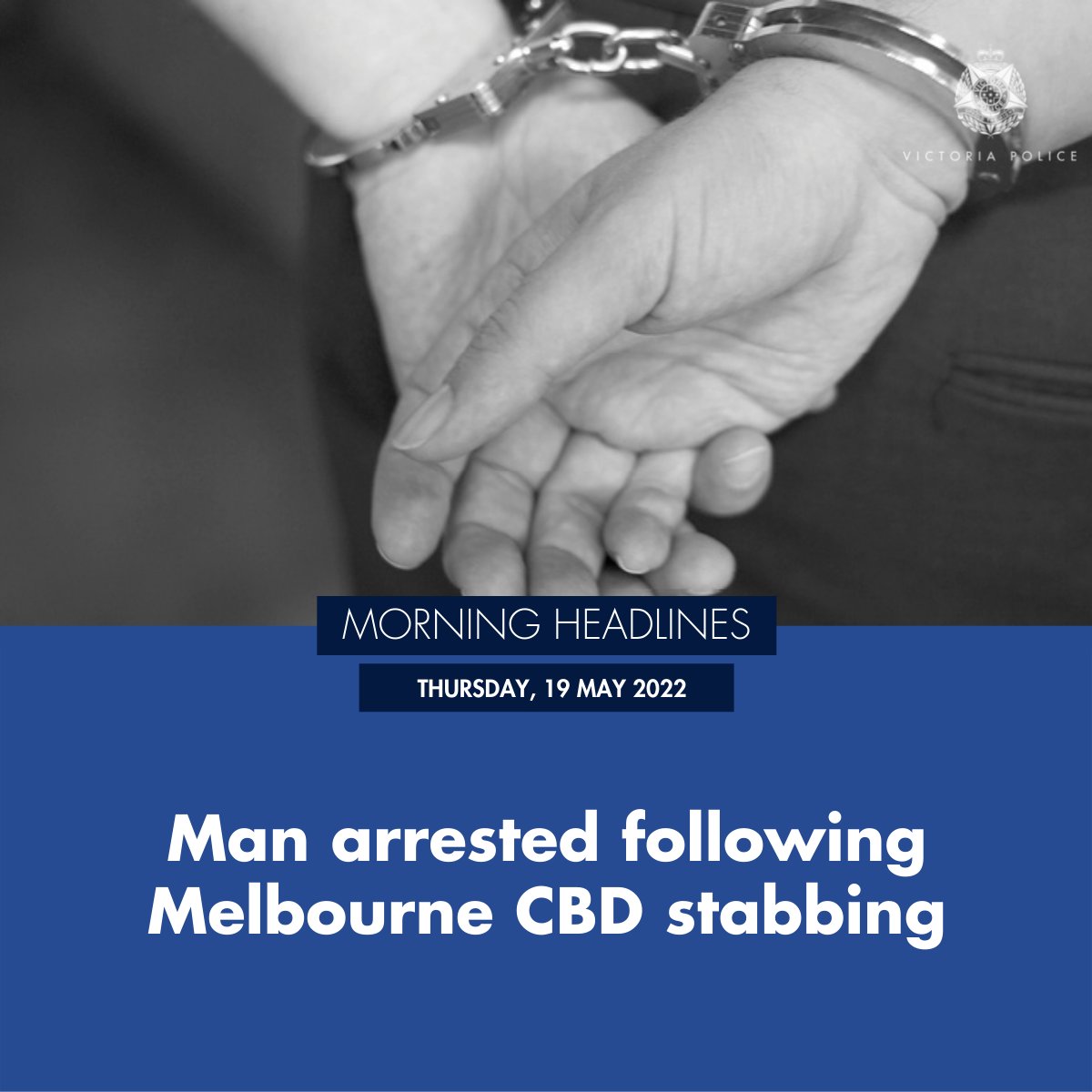 A man has been arrested after a stabbing that left another man with serious injuries in Melbourne’s CBD last night.

Investigators have been told a man entered a convenience store at the corner of Franklin and Elizabeth streets around 11.30pm.

The shop attendant confronted the man after he allegedly attempted to steal an item, and a scuffle broke out between the pair.

The offender allegedly produced a knife and stabbed the shop attendant, who was taken to hospital in a serious but stable condition.

Read more: https://go.vic.gov.au/mWh0bP