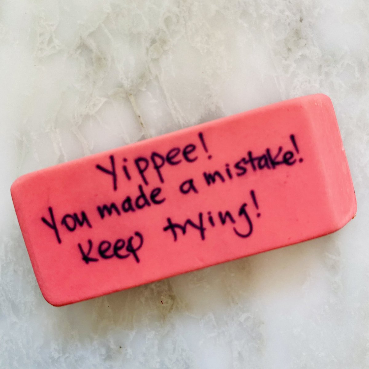 GlennonDoyle's tweet image. My niece Alice: “I made a mistake-yay! gotta get my yippee eraser!&quot;

Dear Mrs. Green,
Thank you for the Yippee Eraser. Your students know mistakes mean they&apos;re TRYING- Mistakes are for the brave.
G

TIME IS JUST ONE ETERNAL YIPPEE ERASER. Mistake? YIPPEE!
TRY, ERASE, BEGIN AGAIN!