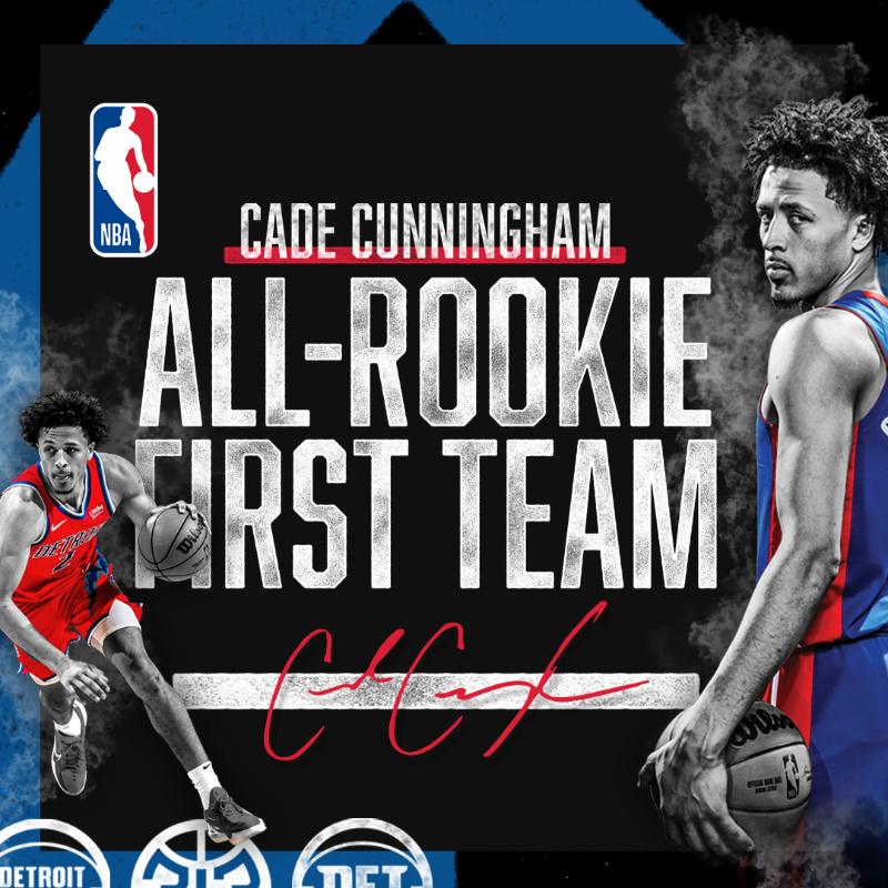 DetroitPistons's tweet photo. Congratulations to Cade CunningHIM on being named to the @NBA All-Rookie First Team! #CadesThatGuy
@CadeCunningham_ | #Pistons