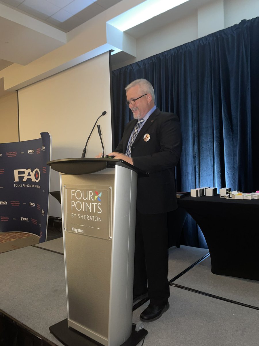 PoliceAssocON's tweet photo. Congratulations to Dave MacLean for earning the Dennis R. Latten award. He received this for his long standing dedication to service while maintaining the PAO core values. #PAOAGM2022 https://t.co/QhM7YfaoNW