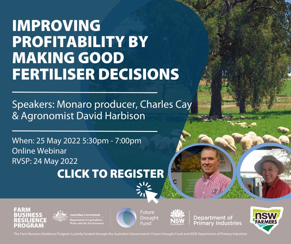 AgSTAR_Farming's tweet photo. Check out the next @nswdpi &amp; @NSWFarmers webinar on making good fertiliser decisions. Two great speakers covering plant nutrition, prioritising investment and soil testing https://t.co/igPCFAA8dt
