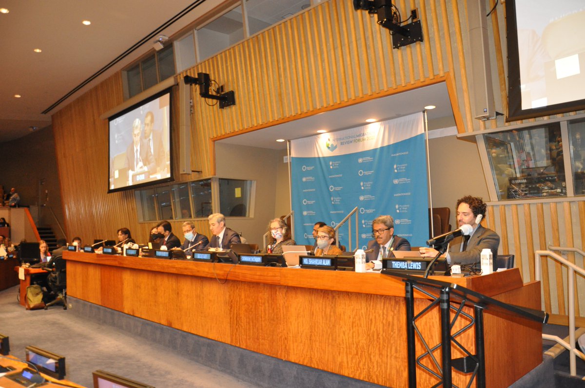 vhuseynov's tweet photo. On behalf of 🇦🇿 had honor to co-chair #RT4 of #IMRF2022 with 🇲🇦 &amp; enjoyed facilitating discussions around objectives of #GlobalCompactforMigration related to #data, information provision, reducing #vulnerabilities, eliminating #discrimination &amp; int'l #cooperation
#Migration2022 https://t.co/UWRZyOZ0GM